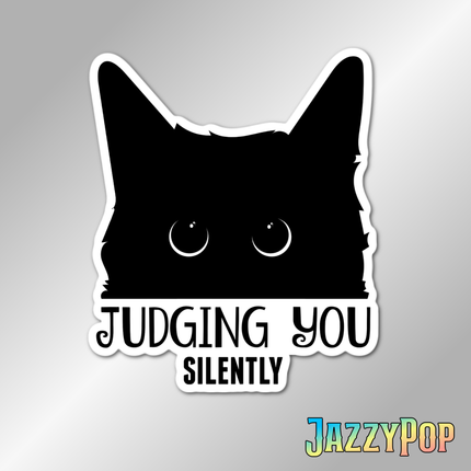 3" Judging you Silently Black Cat Cute laminated sticker
