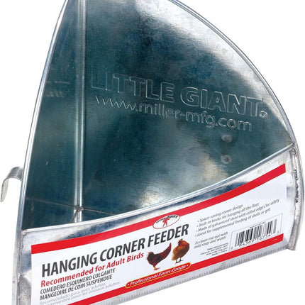 Little Giant Galvanized Hanging Corner Poultry Feeder Space-Saving Chicken Farm