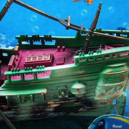 American Seahorse Pneumatic Fish Tank Decoration Aquarium Scenery Package Aerobic Toys Deep Sea Rotten Ship Sunk