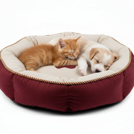 Cat bed/ small dog bed paw print design (Red)