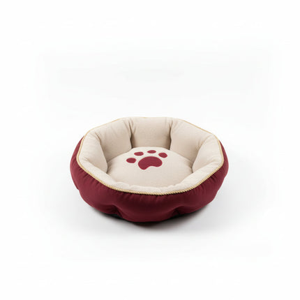 Cat bed/ small dog bed paw print design (Red)
