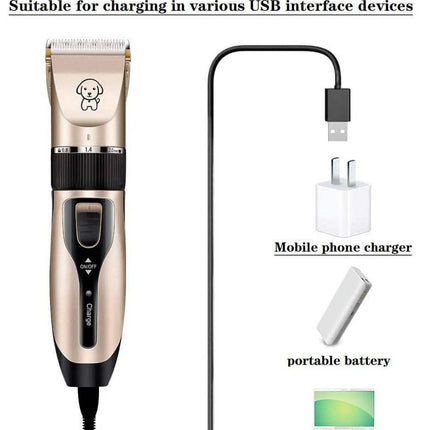 Rechargeable Dog Clippers, Low Noise Pet Shaver Dog Grooming Kit Cordless Professional Dog Hair Trimmer with Comb Scissors for Dogs Cats & Others