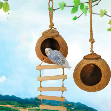 Natural coconut shell bird nest ladder