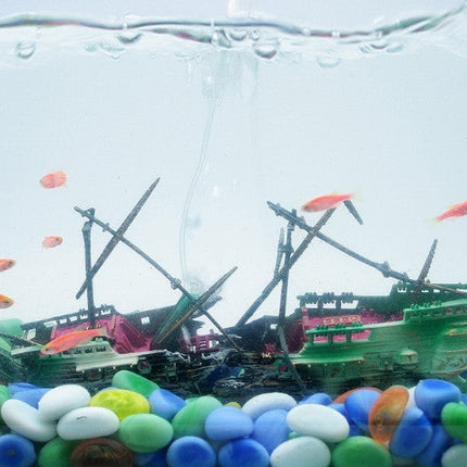 American Seahorse Pneumatic Fish Tank Decoration Aquarium Scenery Package Aerobic Toys Deep Sea Rotten Ship Sunk