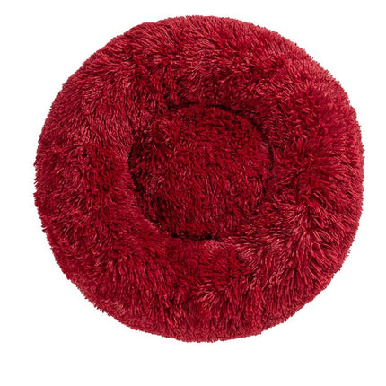 Fluffy Donut Dog Bed  Warm Soft Long Plush Pet Cushion Dog House Cat  Bed Washable Pet Sofa Mat Calming Samll Large Dog Beds