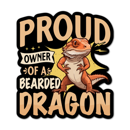 3" Proud owner  bearded dragon laminated sticker reptile