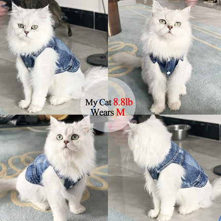 Pet Dog Cat Blue Denim Jeans Jacket Coat Vest