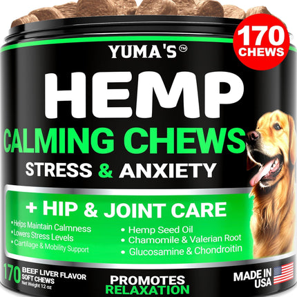 Hemp Calming Chews for Dogs 170 Count Anxiety Relief Beef Flavor