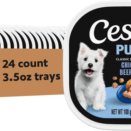 Cesar Puppy Classic Wet Dog Food Chicken & Beef or Variety Pack 3.5oz 24ct