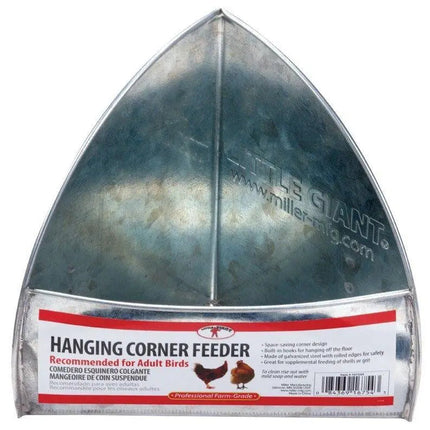 Little Giant Galvanized Hanging Corner Poultry Feeder Space-Saving Chicken Farm