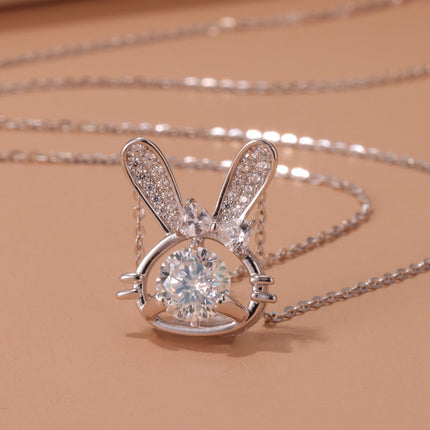 Rabbit Necklace S925 Sterling Silver Moissanite