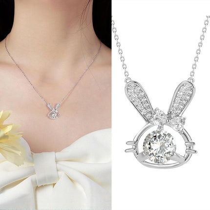 Rabbit Necklace S925 Sterling Silver Moissanite