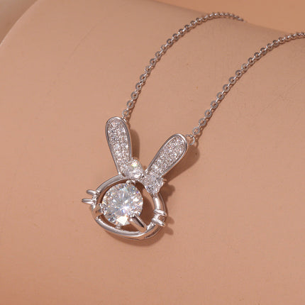 Rabbit Necklace S925 Sterling Silver Moissanite