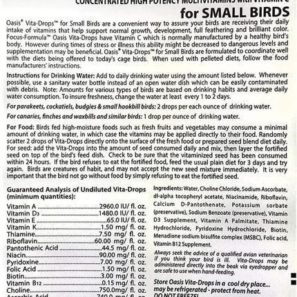 Vita Drops Small Bird Multivitamin Liquid 2oz Parakeet Canary Finch Care