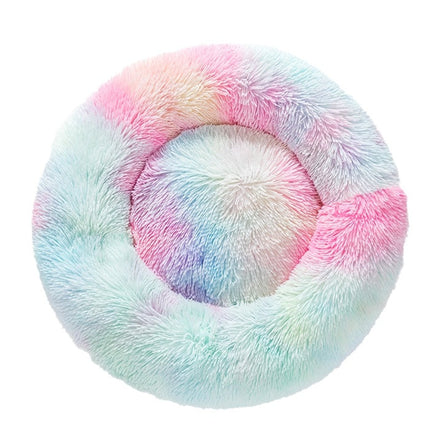 Fluffy Donut Dog Bed  Warm Soft Long Plush Pet Cushion Dog House Cat  Bed Washable Pet Sofa Mat Calming Samll Large Dog Beds