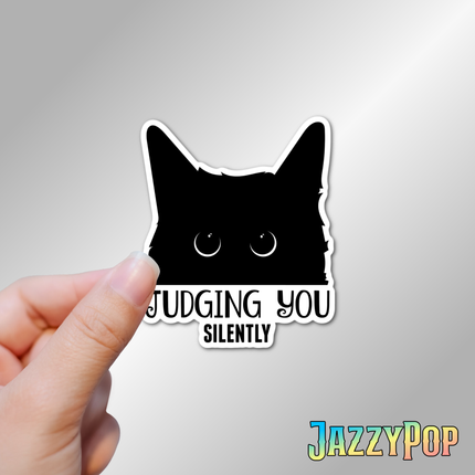 3" Judging you Silently Black Cat Cute laminated sticker