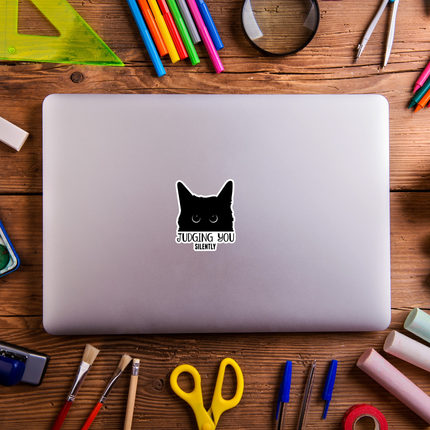 3" Judging you Silently Black Cat Cute laminated sticker