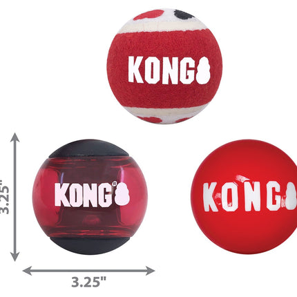 KONG Signature Fetch Dog Toy Ball, Multi-Pack
