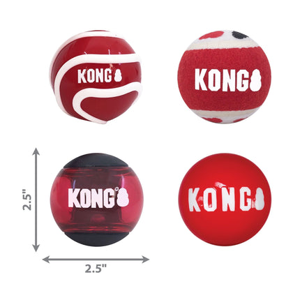 KONG Signature Fetch Dog Toy Ball, Multi-Pack