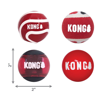 KONG Signature Fetch Dog Toy Ball, Multi-Pack