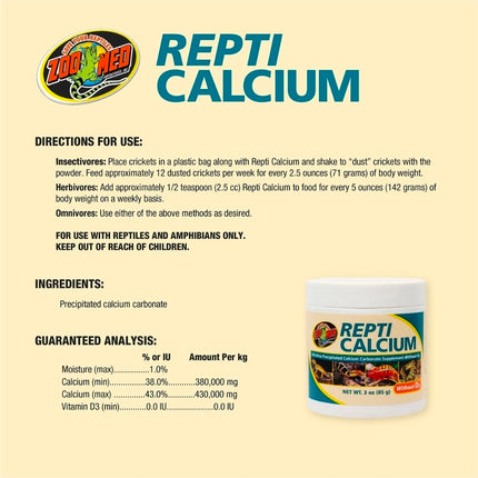 Zoo Med Repti Calcium without D3 Reptile Supplement, 3-oz jar