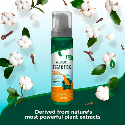 Vets Best Flea & Tick Waterless Bath Cotton Spice 8oz